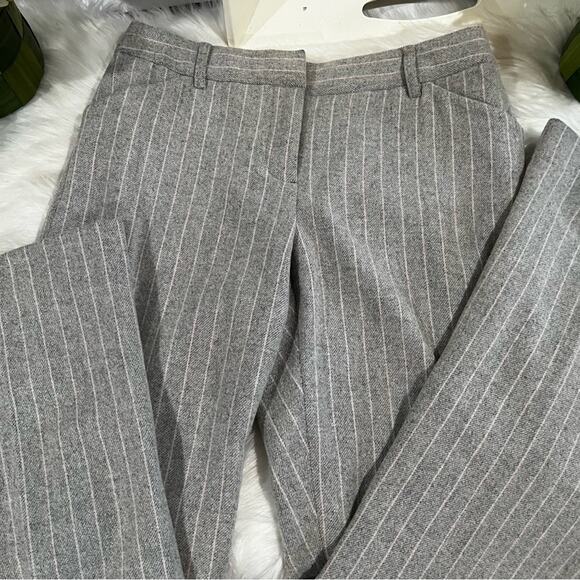 NEW Body By Victoria Wool Pinstripe Career Wide Leg Trousers Gray Pink … NWOT - Picture 3 of 16